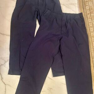 Lot 2 Uniqlo Mens Size XL 36-39 Navy Blue Elastic Waist Relaxed Fit Chino Pants